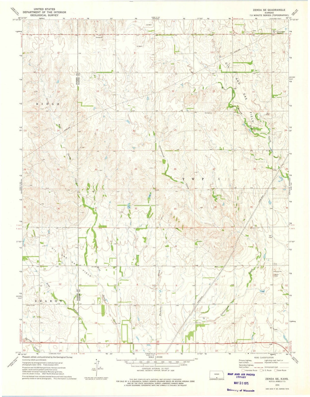 1973 Zenda, KS - Kansas - USGS Topographic Map