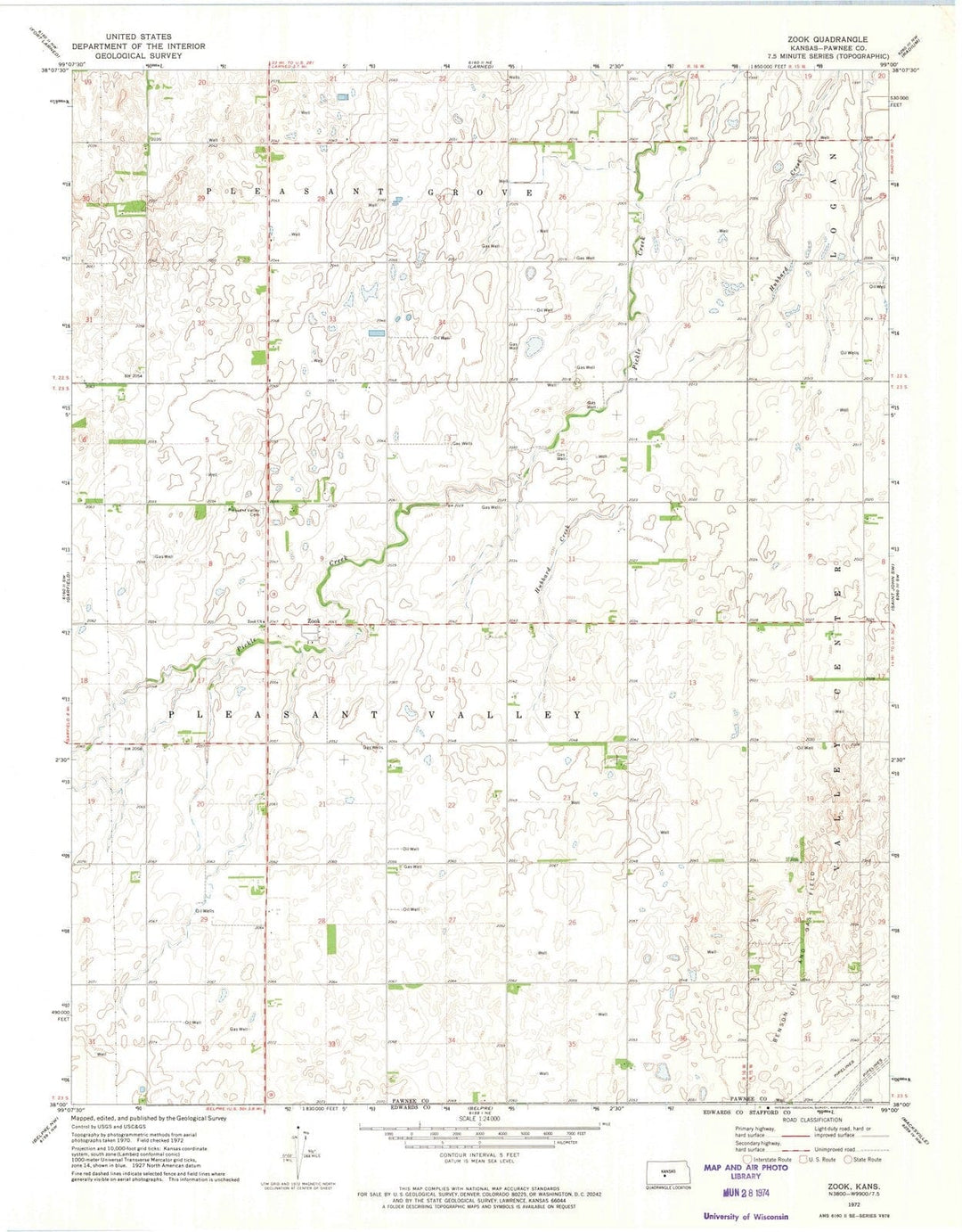 1972 Zook, KS - Kansas - USGS Topographic Map