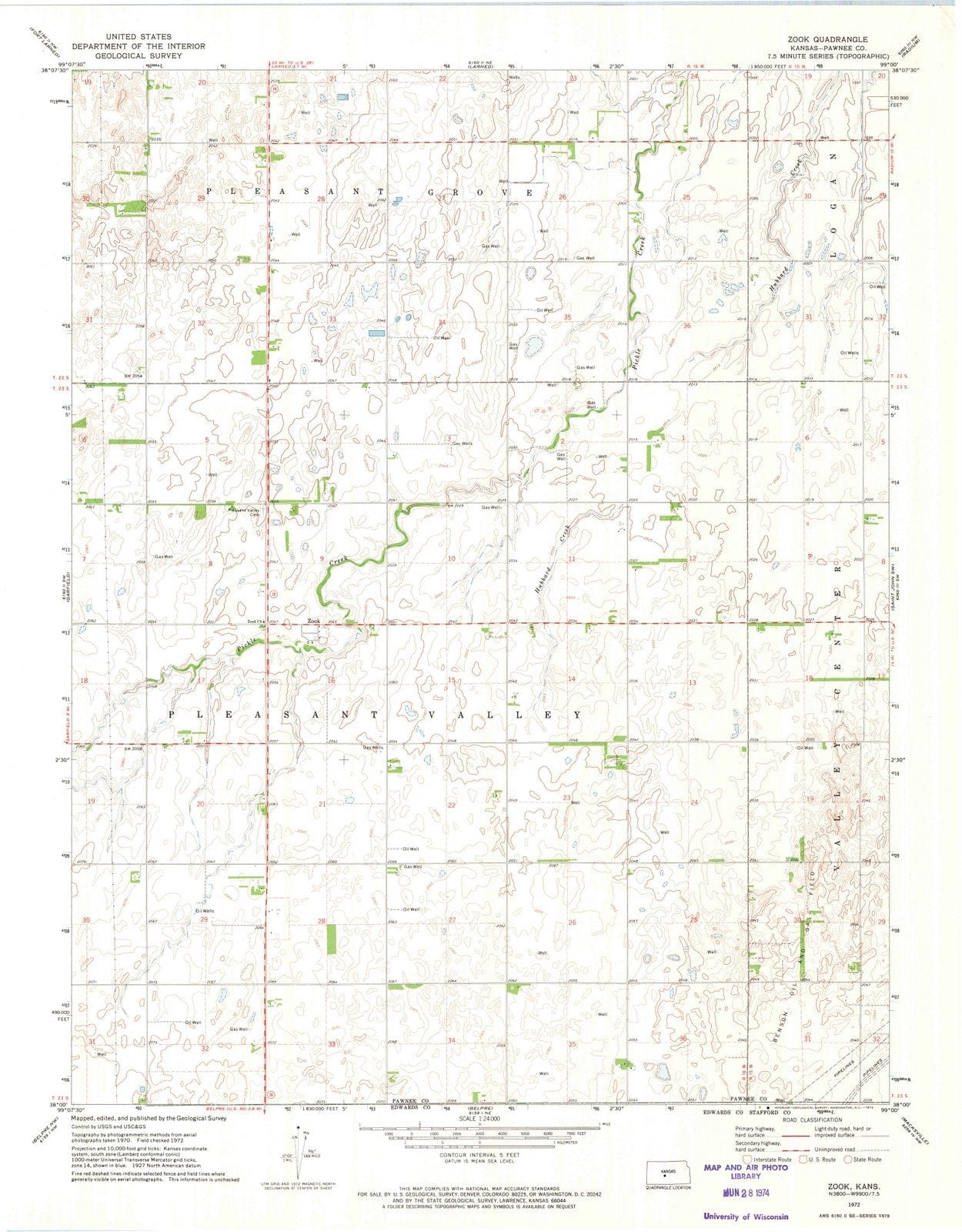 1972 Zook, KS - Kansas - USGS Topographic Map