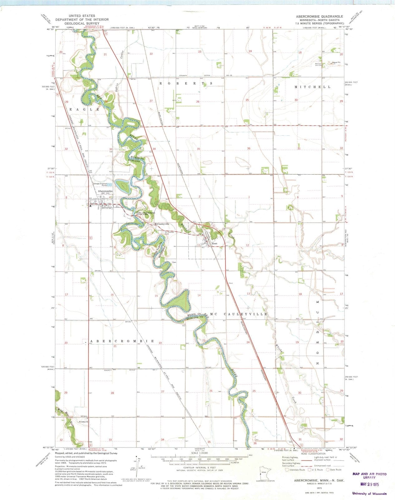 1973 Abercrombie, ND - North Dakota - USGS Topographic Map