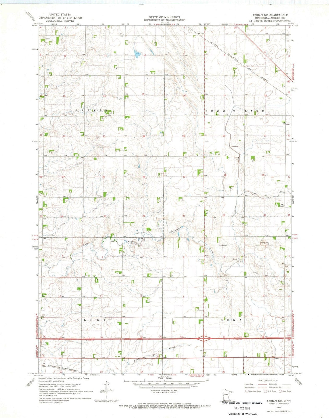 1967 Adrian, MN - Minnesota - USGS Topographic Map