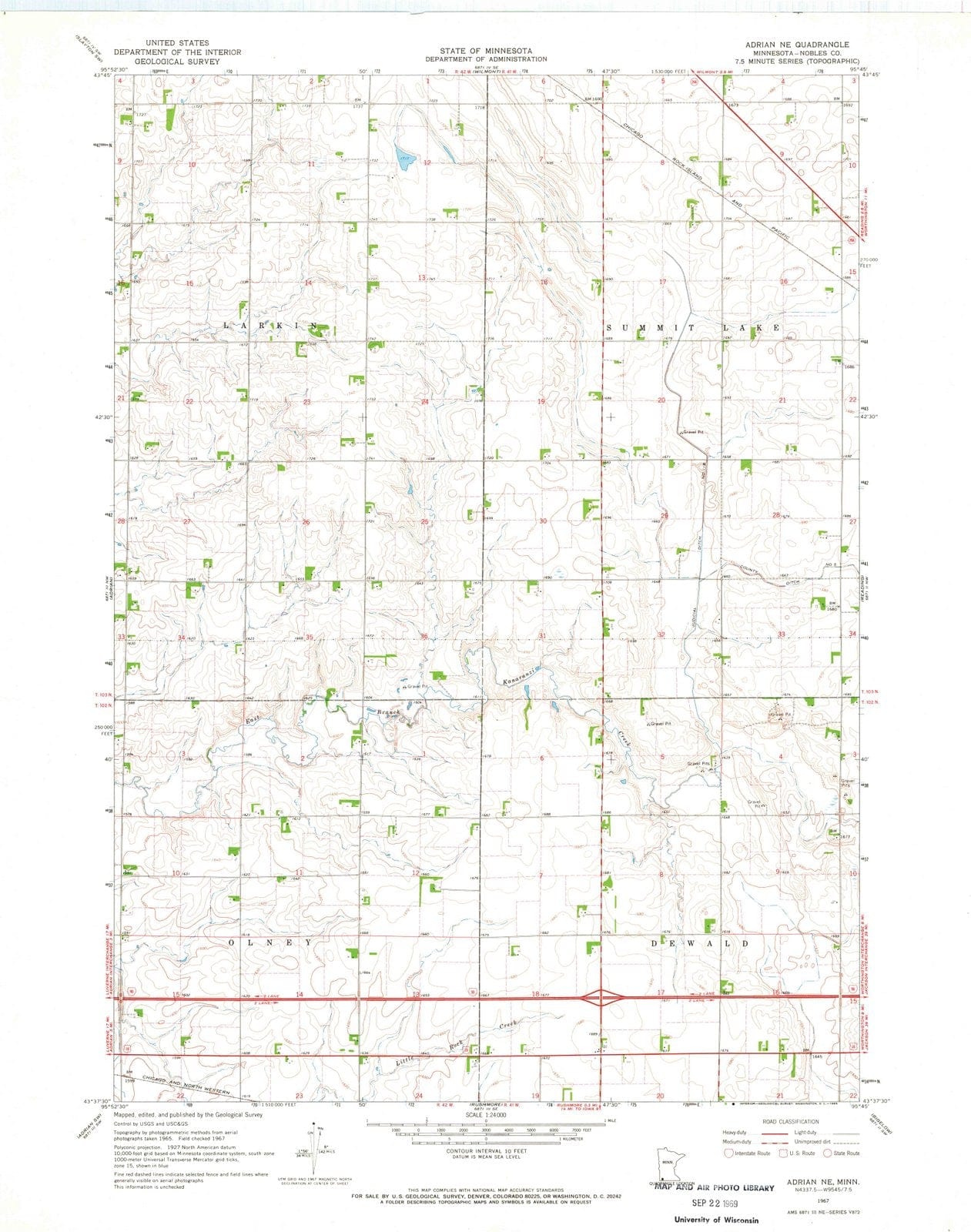 1967 Adrian, MN - Minnesota - USGS Topographic Map