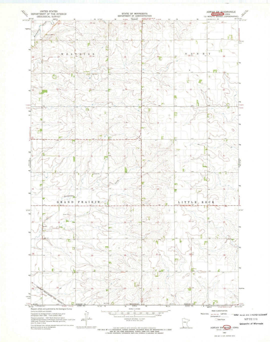 1967 Adrian, MN - Minnesota - USGS Topographic Map v2