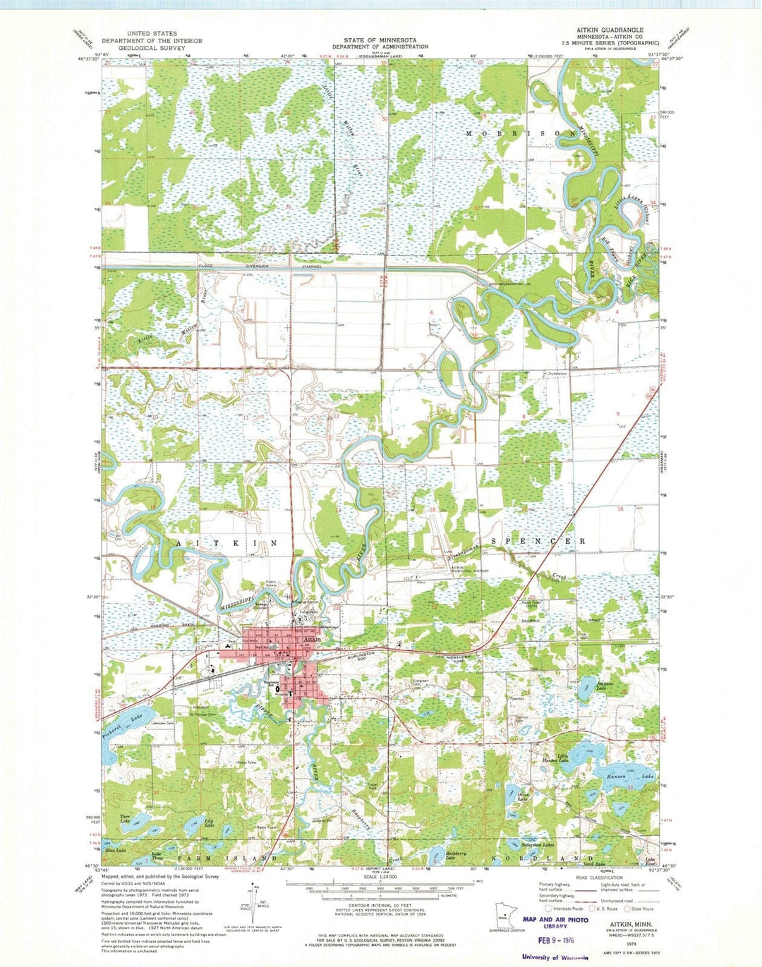 1973 Aitkin, MN - Minnesota - USGS Topographic Map