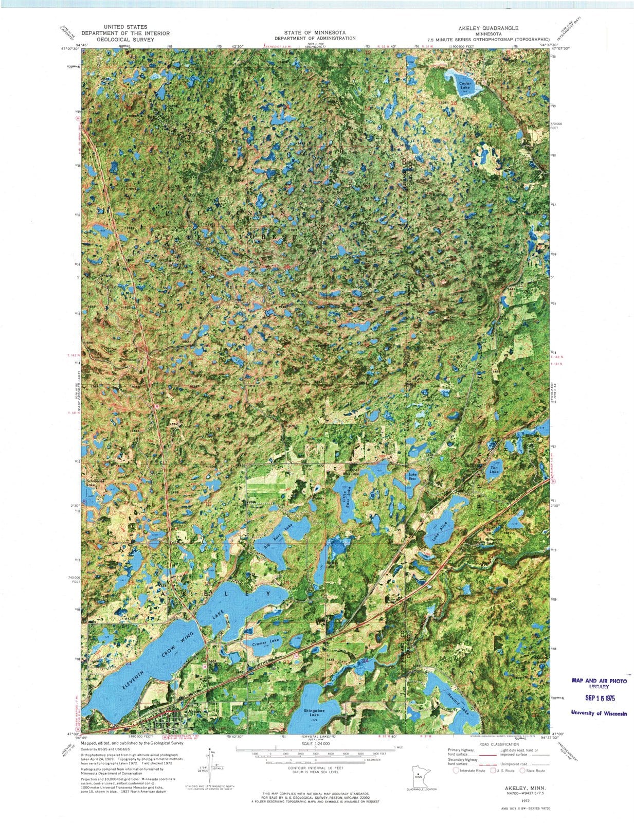 1972 Akeley, MN - Minnesota - USGS Topographic Map