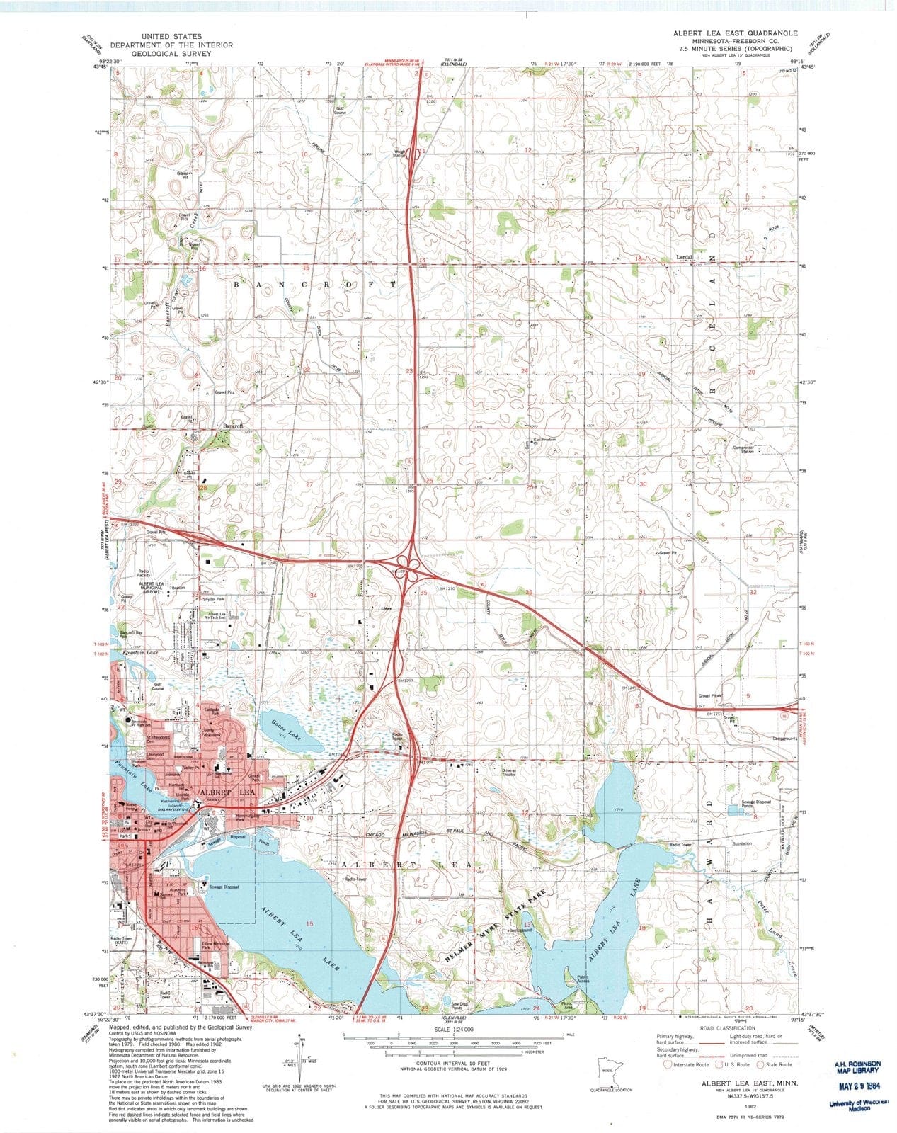 1982 Albert Lea East, MN - Minnesota - USGS Topographic Map