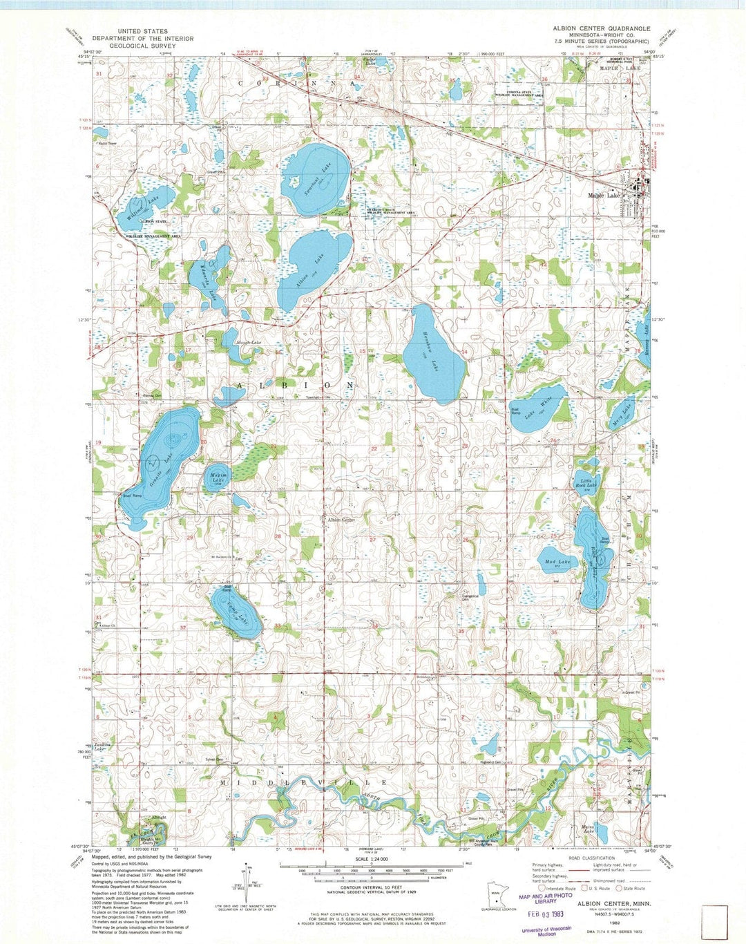 1982 Albion Center, MN - Minnesota - USGS Topographic Map