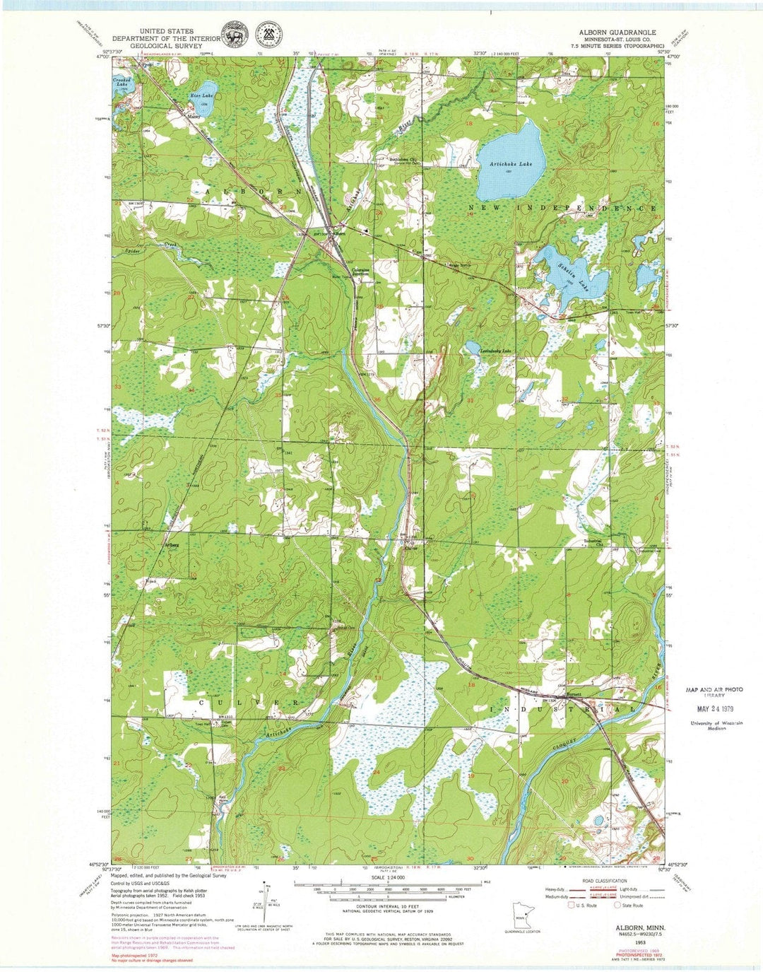 1953 Alborn, MN - Minnesota - USGS Topographic Map