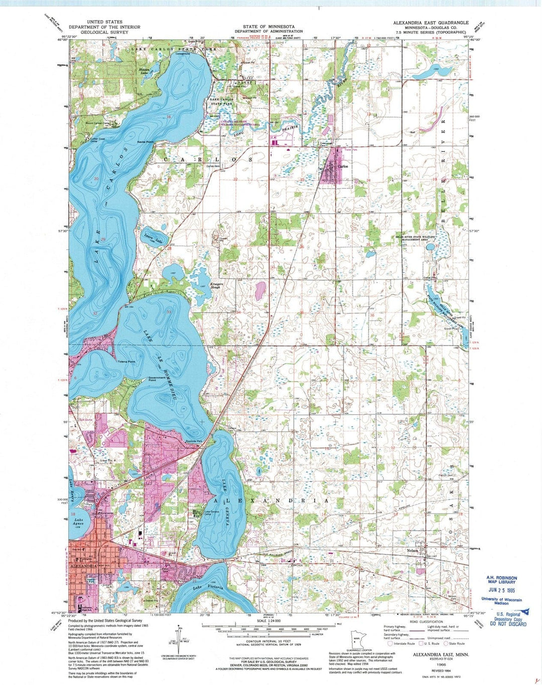 1966 Alexandria East, MN - Minnesota - USGS Topographic Map