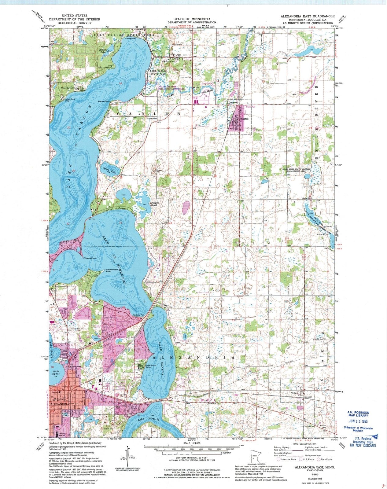 1966 Alexandria East, MN - Minnesota - USGS Topographic Map