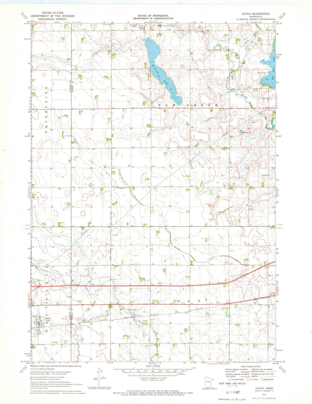 1970 Alpha, MN - Minnesota - USGS Topographic Map