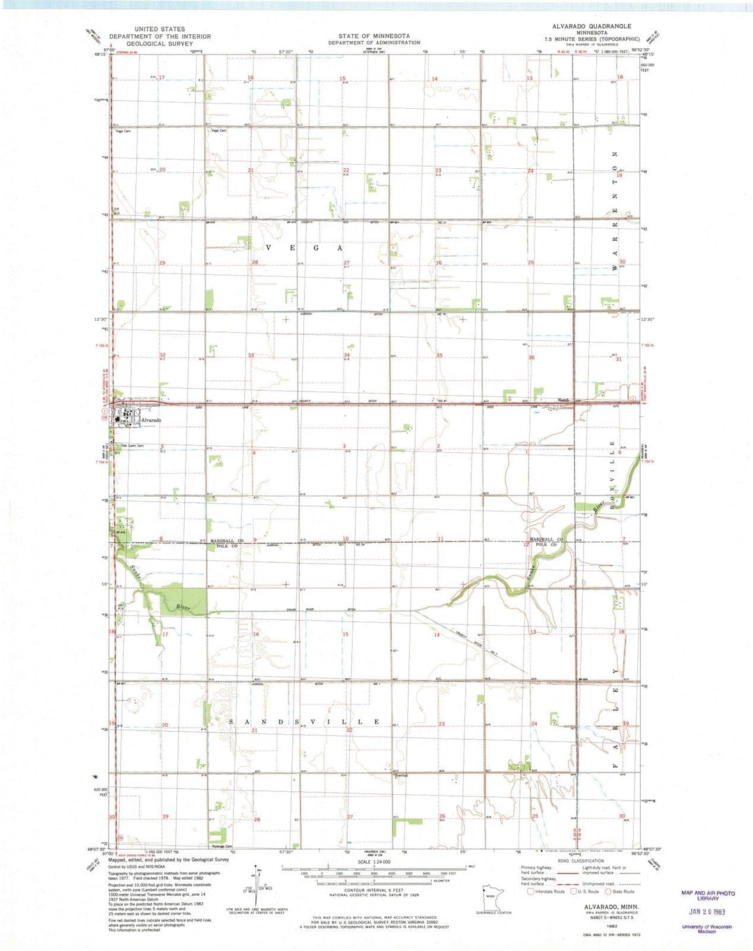 1982 Alvarado, MN - Minnesota - USGS Topographic Map