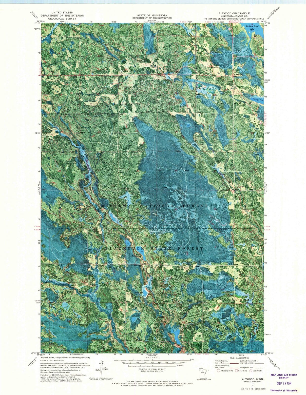 1971 Alvwood, MN - Minnesota - USGS Topographic Map