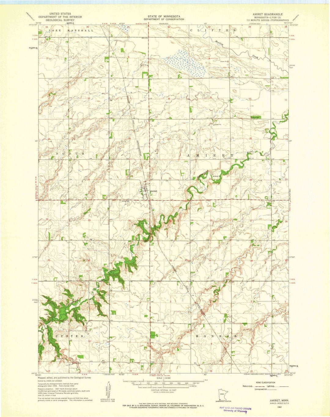 1962 Amiret, MN - Minnesota - USGS Topographic Map