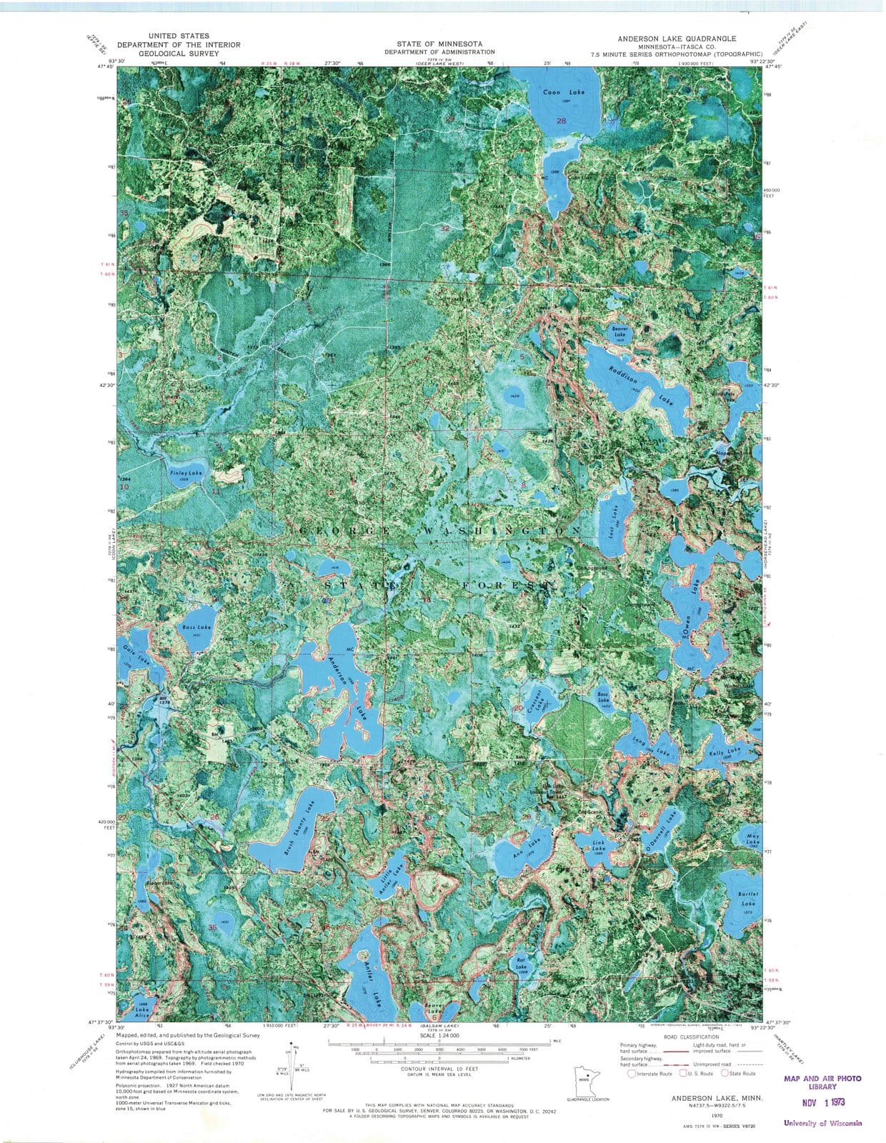 1970 Anderson Lake, MN - Minnesota - USGS Topographic Map