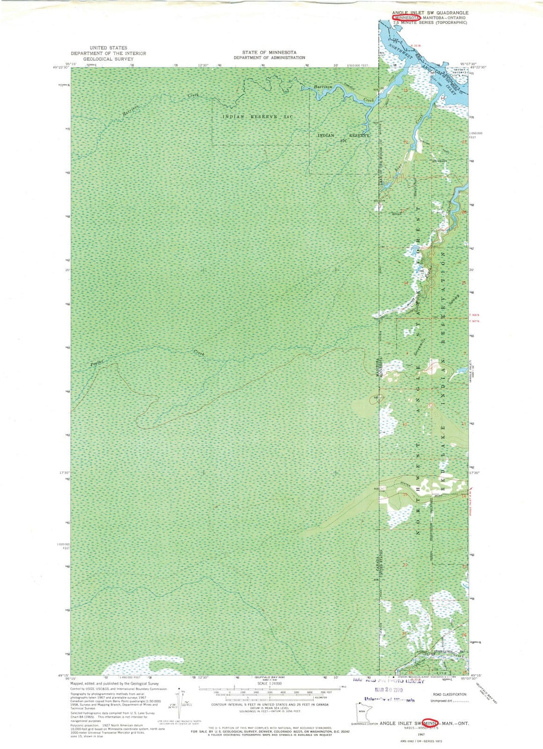 1967 Angle Inlet, MN - Minnesota - USGS Topographic Map