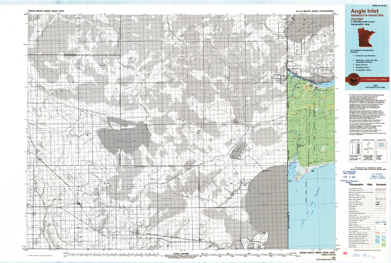 1985 Angle Inlet, MN - Minnesota - USGS Topographic Map