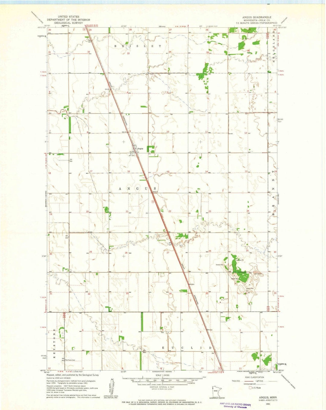 1961 Angus, MN - Minnesota - USGS Topographic Map v2