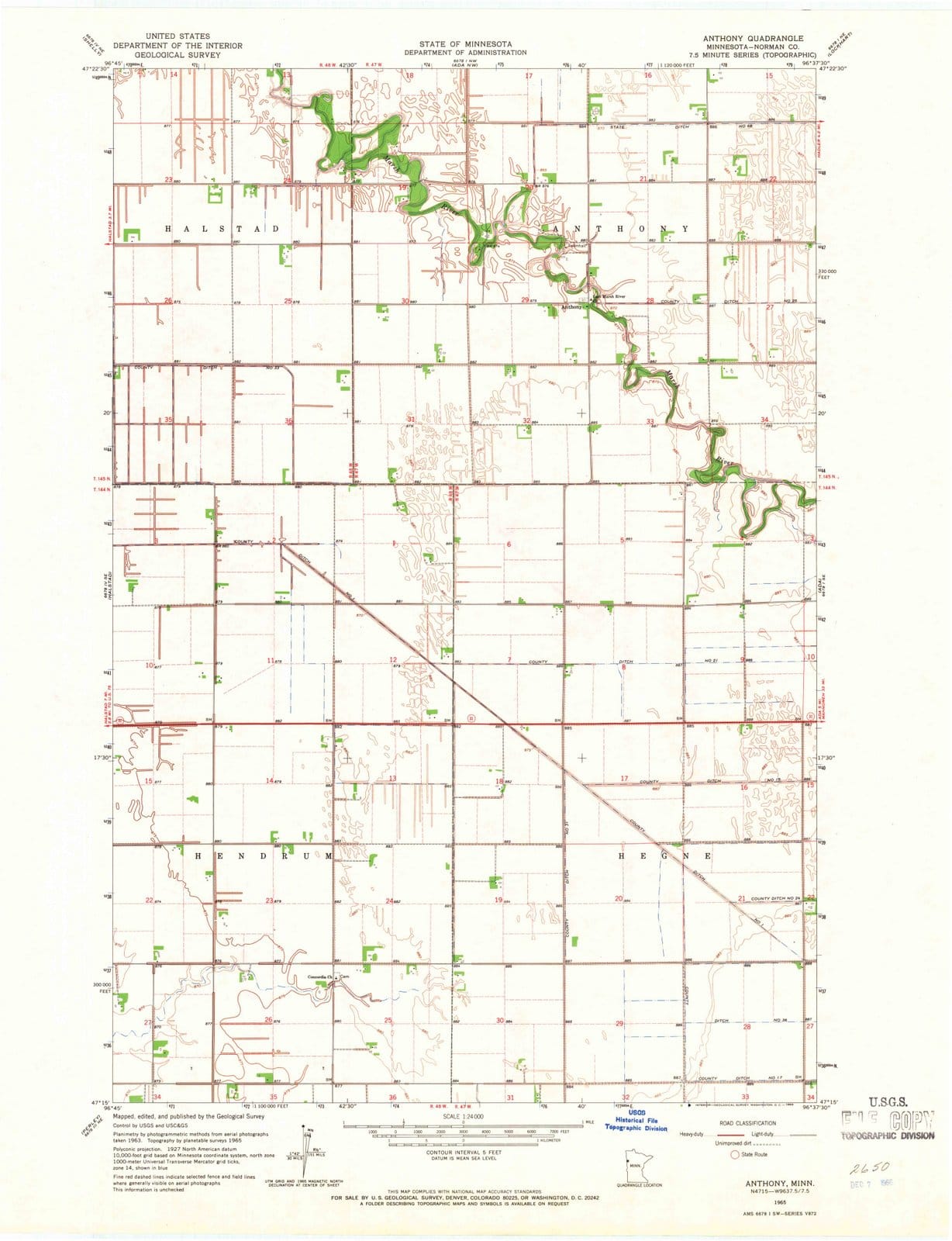 1965 Anthony, MN - Minnesota - USGS Topographic Map