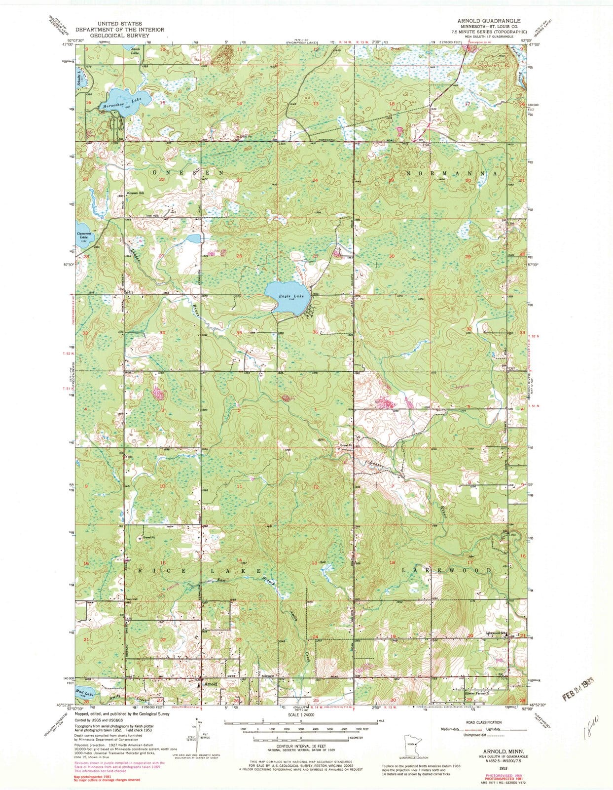 1953 Arnold, MN - Minnesota - USGS Topographic Map