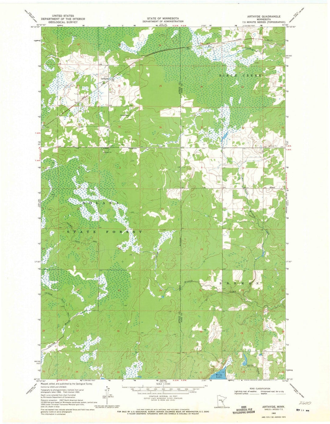 1969 Arthyde, MN - Minnesota - USGS Topographic Map