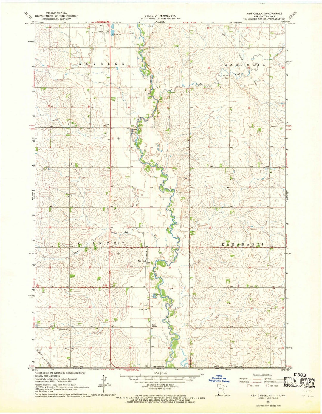 1967 Ash Creek, MN - Minnesota - USGS Topographic Map