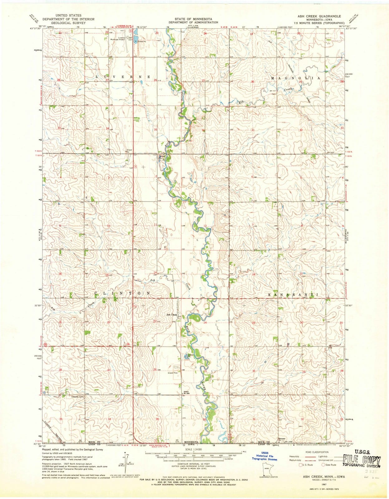 1967 Ash Creek, MN - Minnesota - USGS Topographic Map