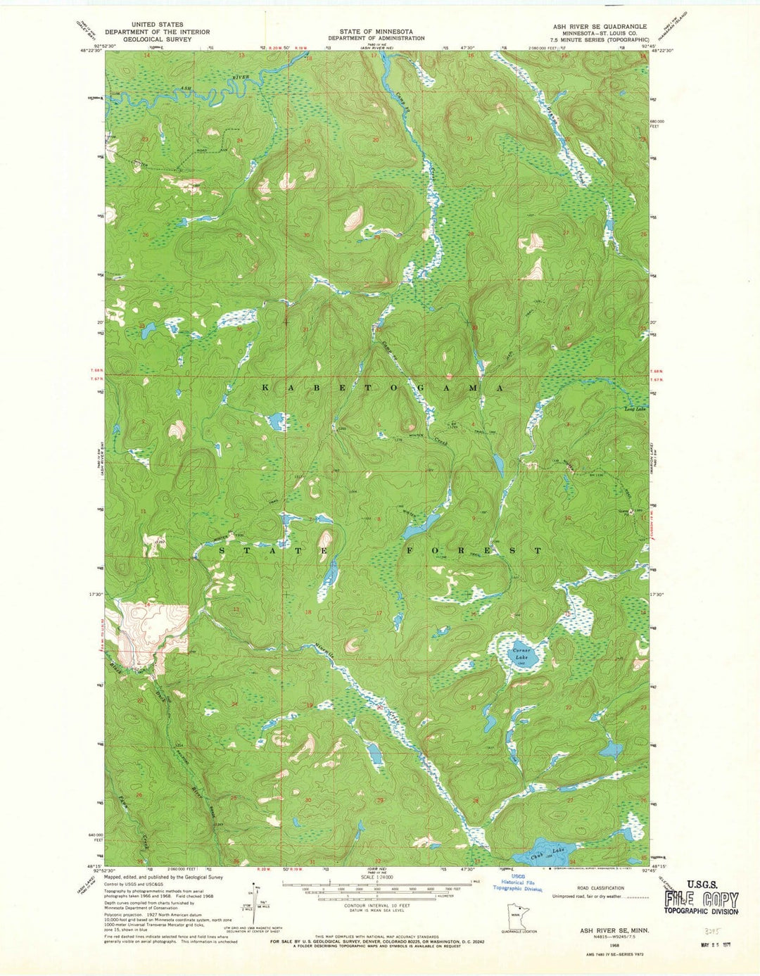 1968 Ash River, MN - Minnesota - USGS Topographic Map v2