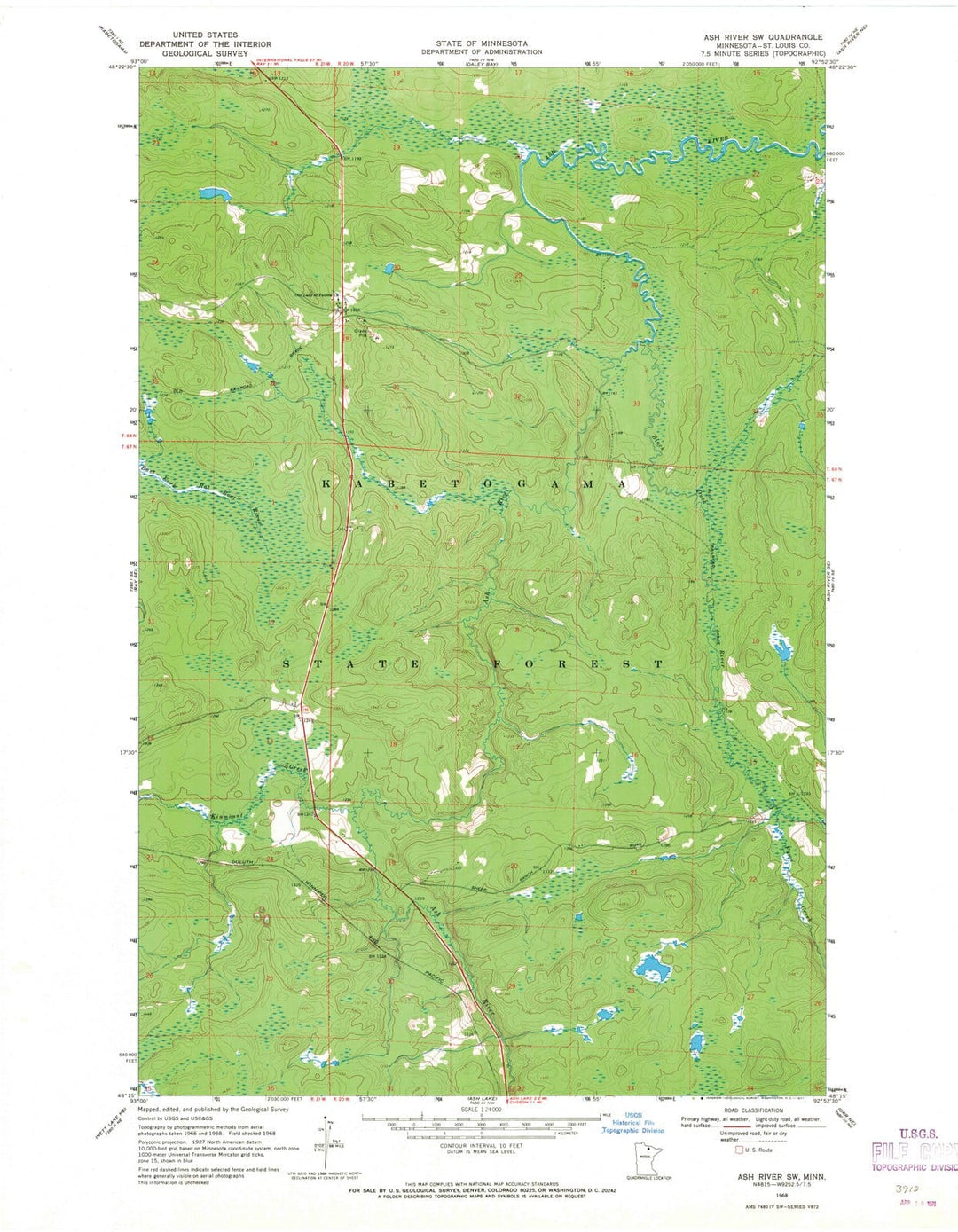 1968 Ash River, MN - Minnesota - USGS Topographic Map v3