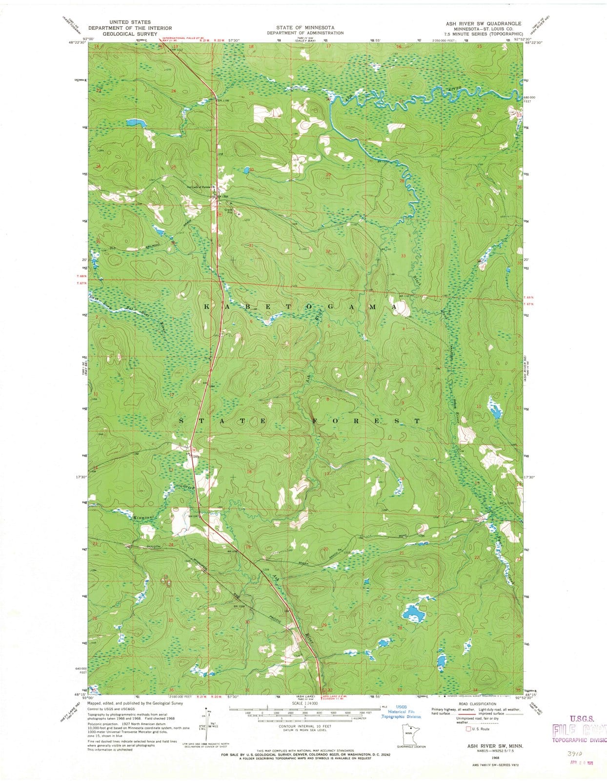 1968 Ash River, MN - Minnesota - USGS Topographic Map v3