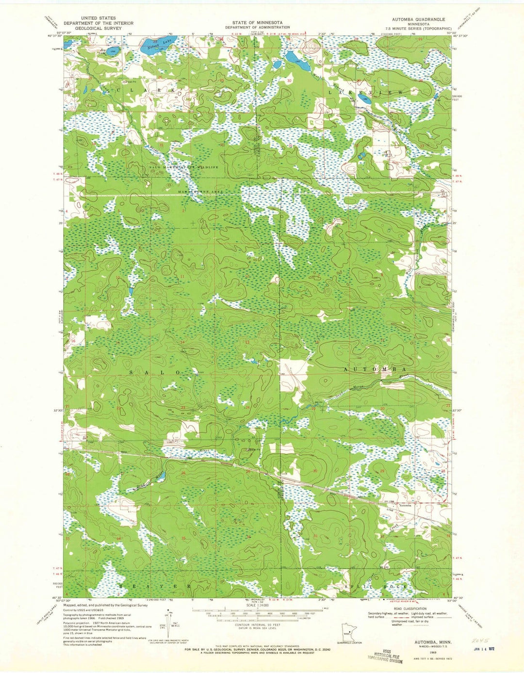 1969 Automba, MN - Minnesota - USGS Topographic Map