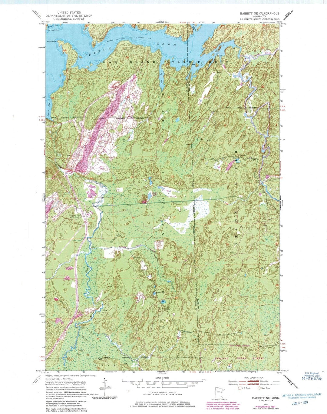 1952 Babbitt, MN - Minnesota - USGS Topographic Map