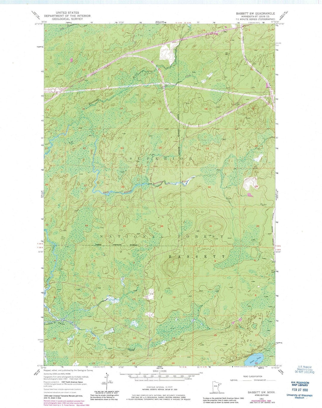 1951 Babbitt, MN - Minnesota - USGS Topographic Map