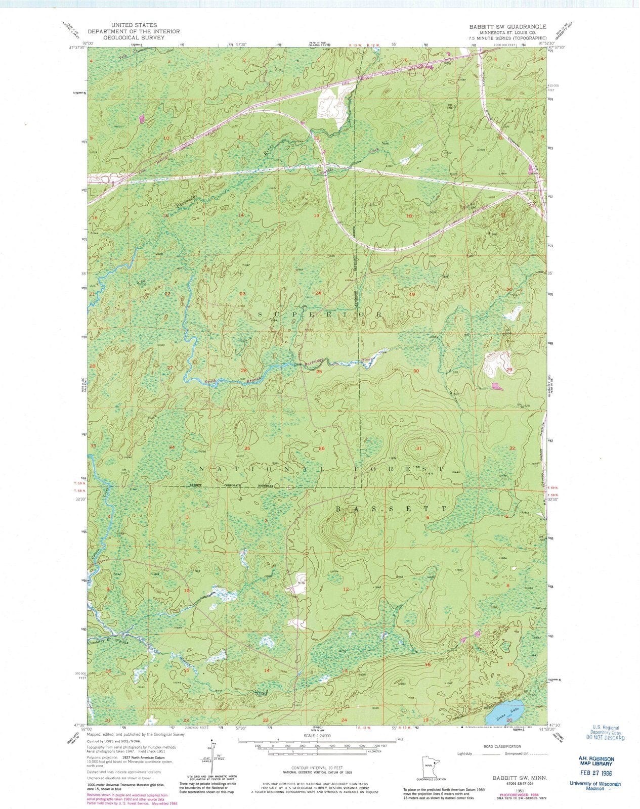 1951 Babbitt, MN - Minnesota - USGS Topographic Map