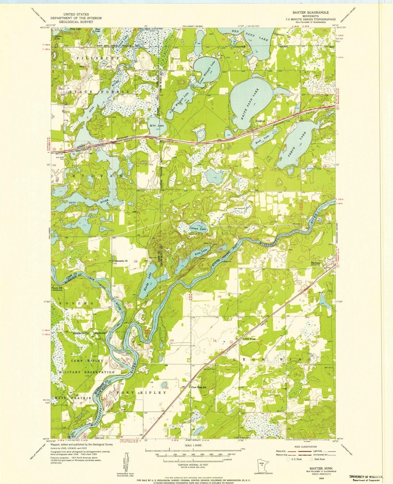 1954 Baxter, MN - Minnesota - USGS Topographic Map