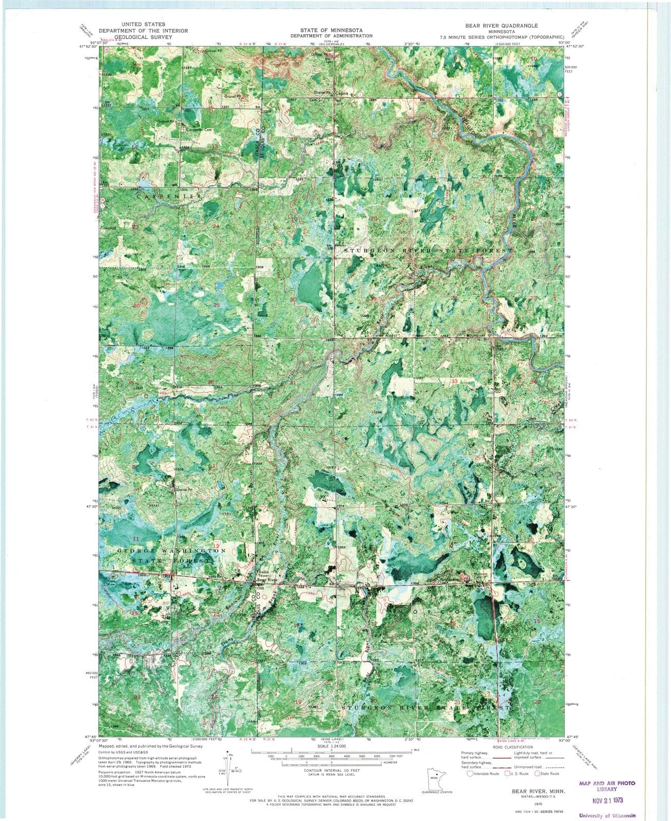 1970 Bear River, MN - Minnesota - USGS Topographic Map