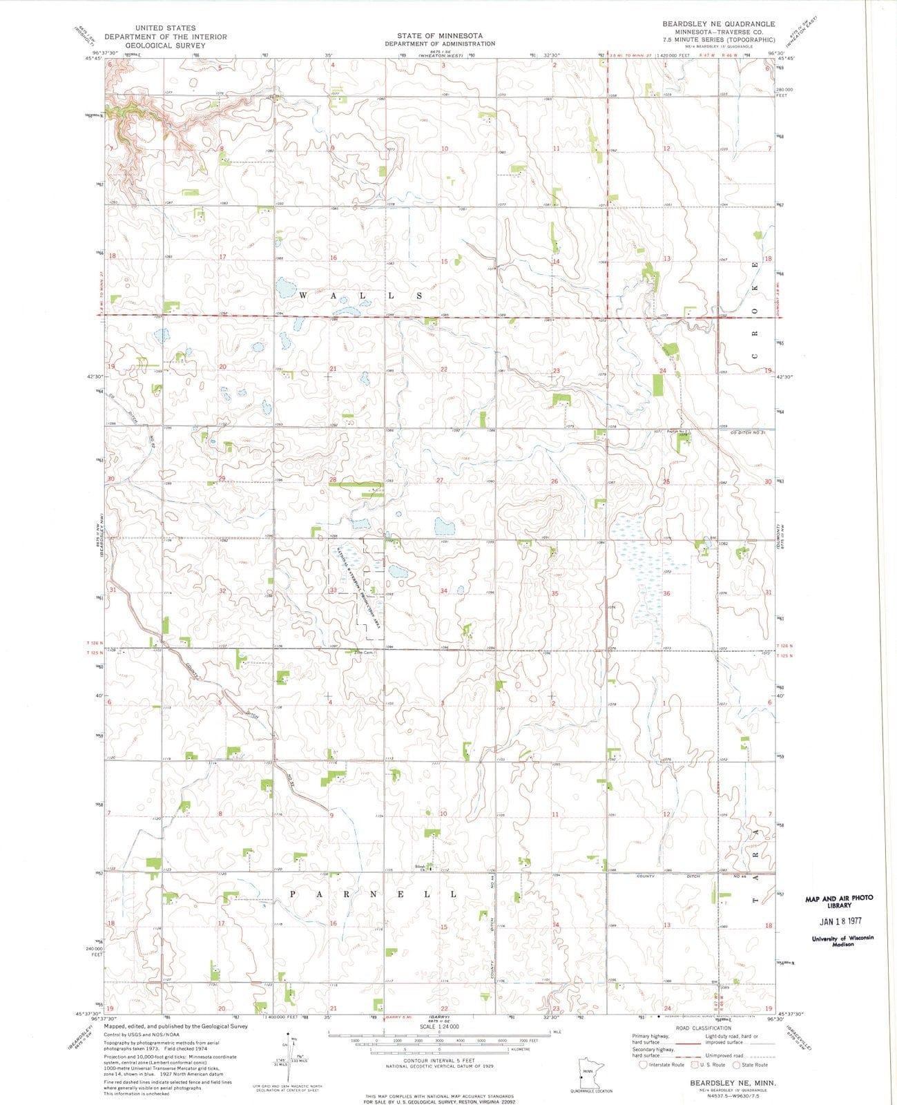 1974 Beardsley, MN - Minnesota - USGS Topographic Map v2