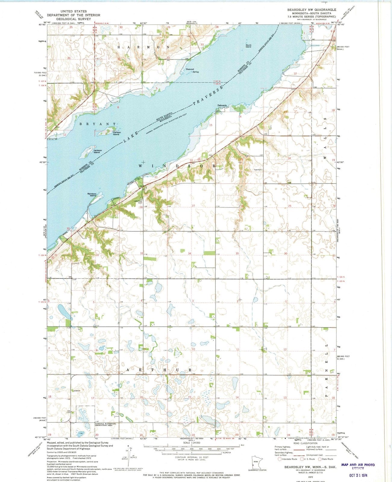 1972 Beardsley, MN - Minnesota - USGS Topographic Map