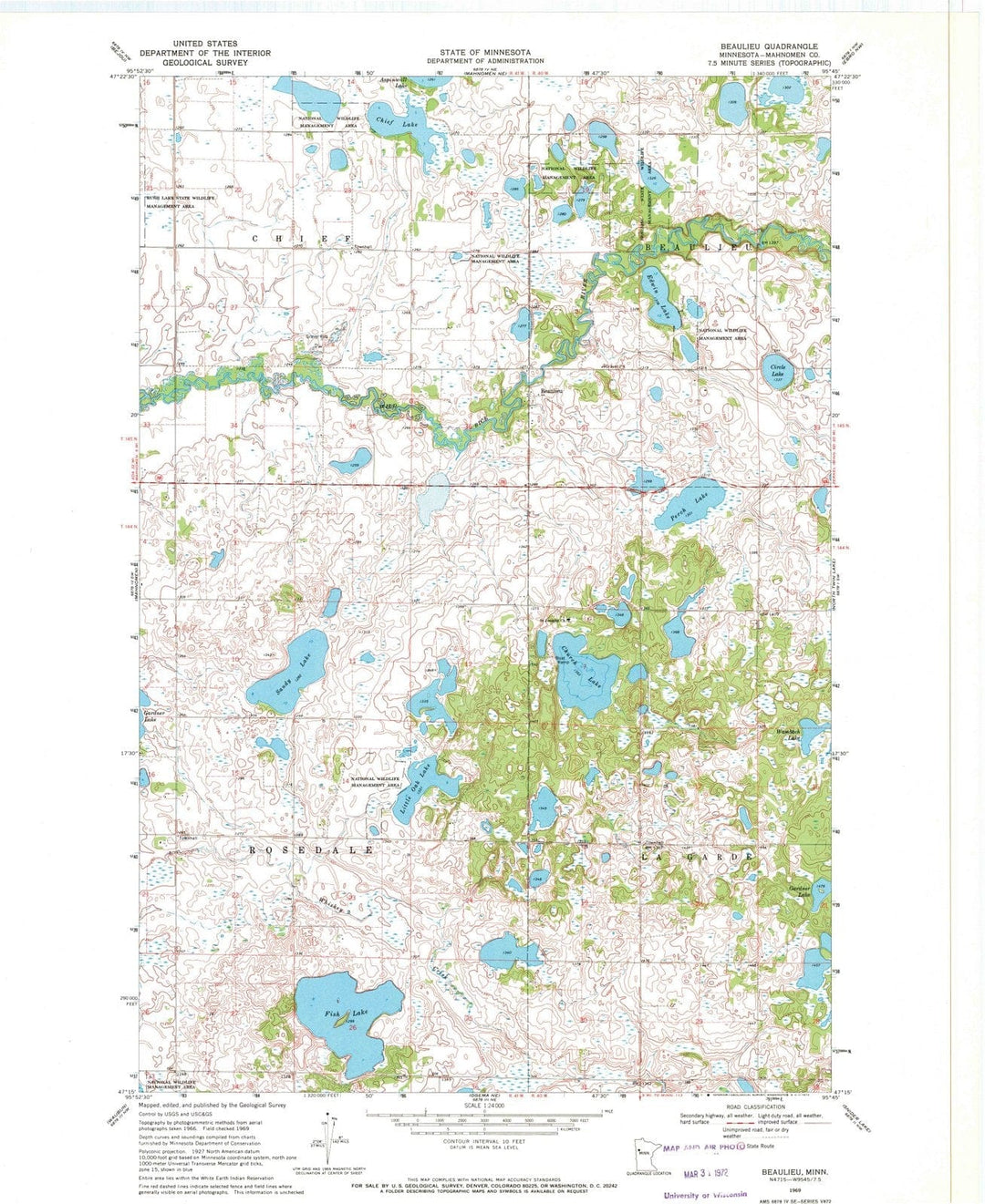 1969 Beaulieu, MN - Minnesota - USGS Topographic Map