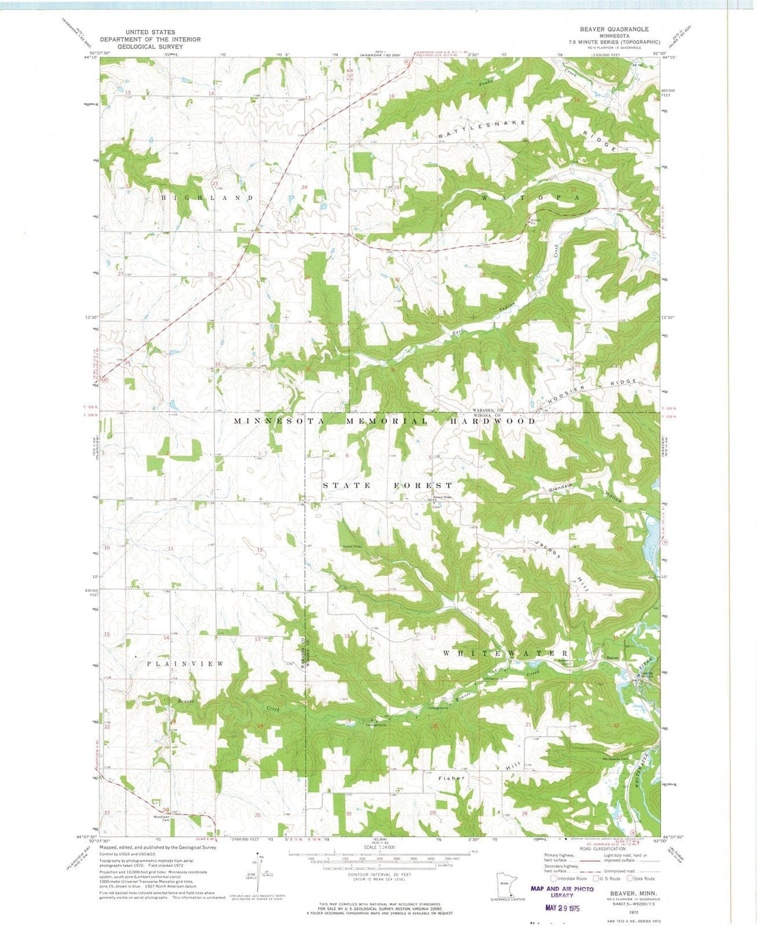 1972 Beaver, MN - Minnesota - USGS Topographic Map