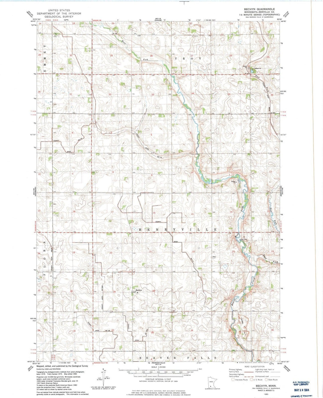 1983 Bechyn, MN - Minnesota - USGS Topographic Map