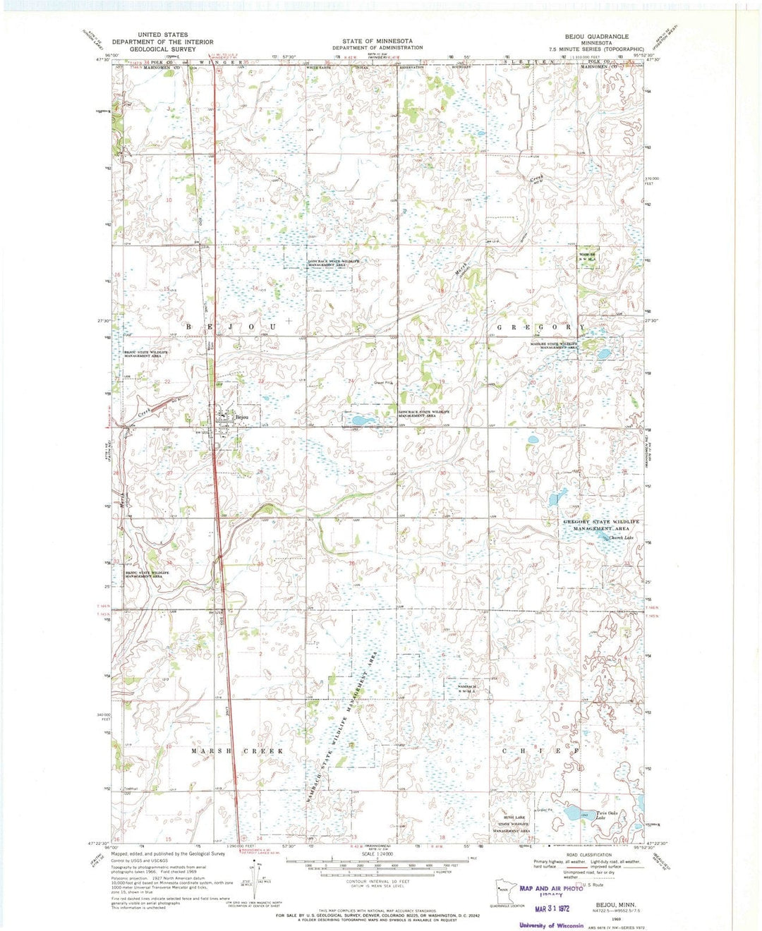 1969 Bejou, MN - Minnesota - USGS Topographic Map