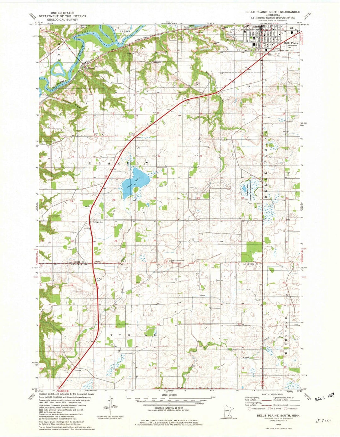 1981 Belle Plaine South, MN - Minnesota - USGS Topographic Map