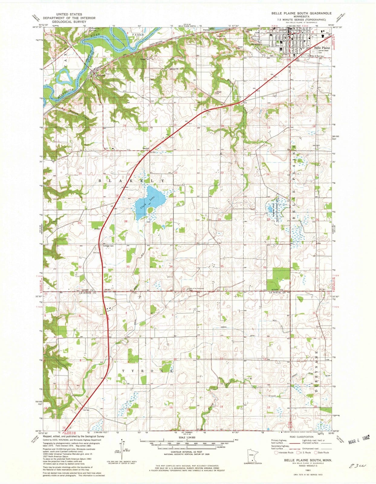 1981 Belle Plaine South, MN - Minnesota - USGS Topographic Map