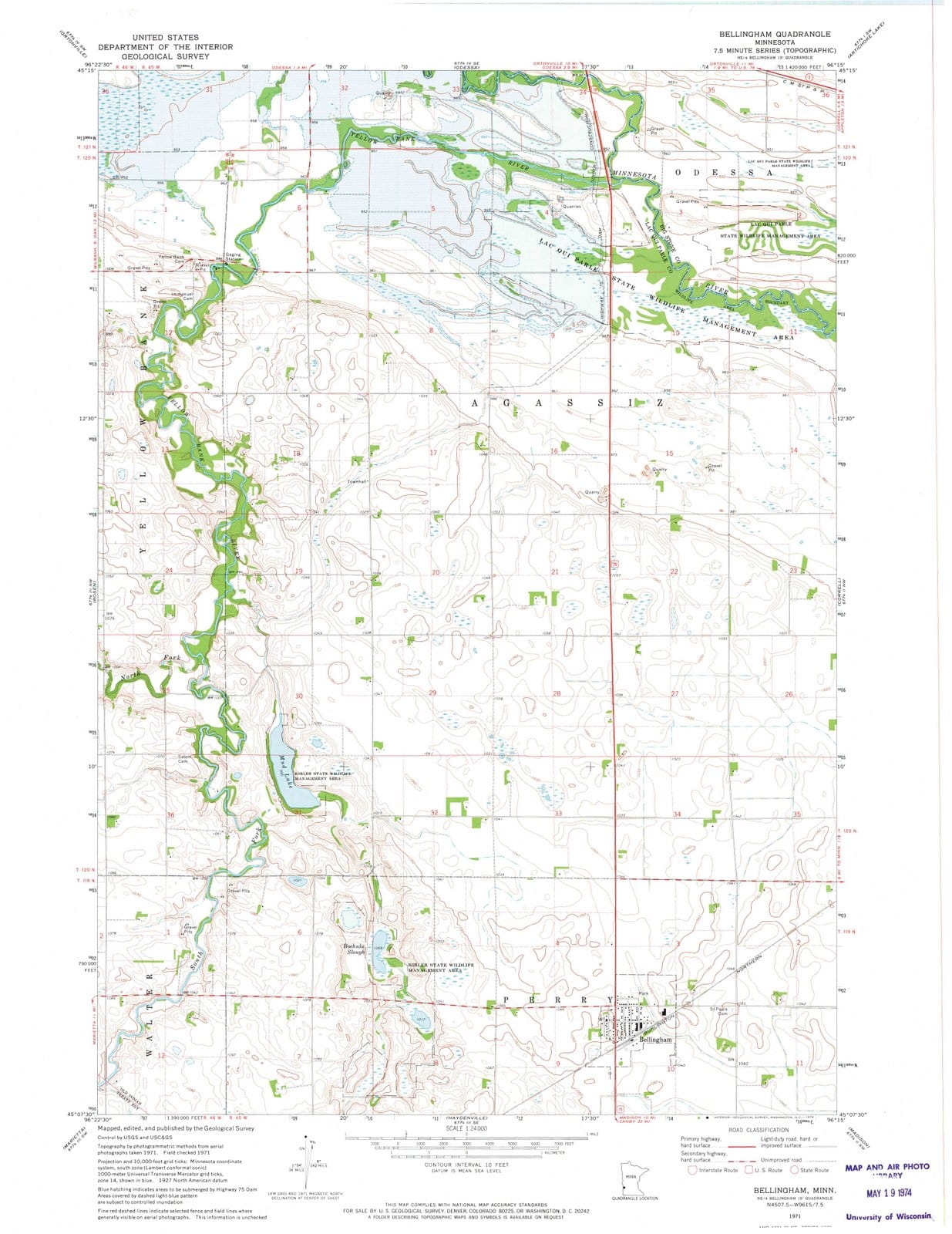 1971 Bellingham, MN - Minnesota - USGS Topographic Map