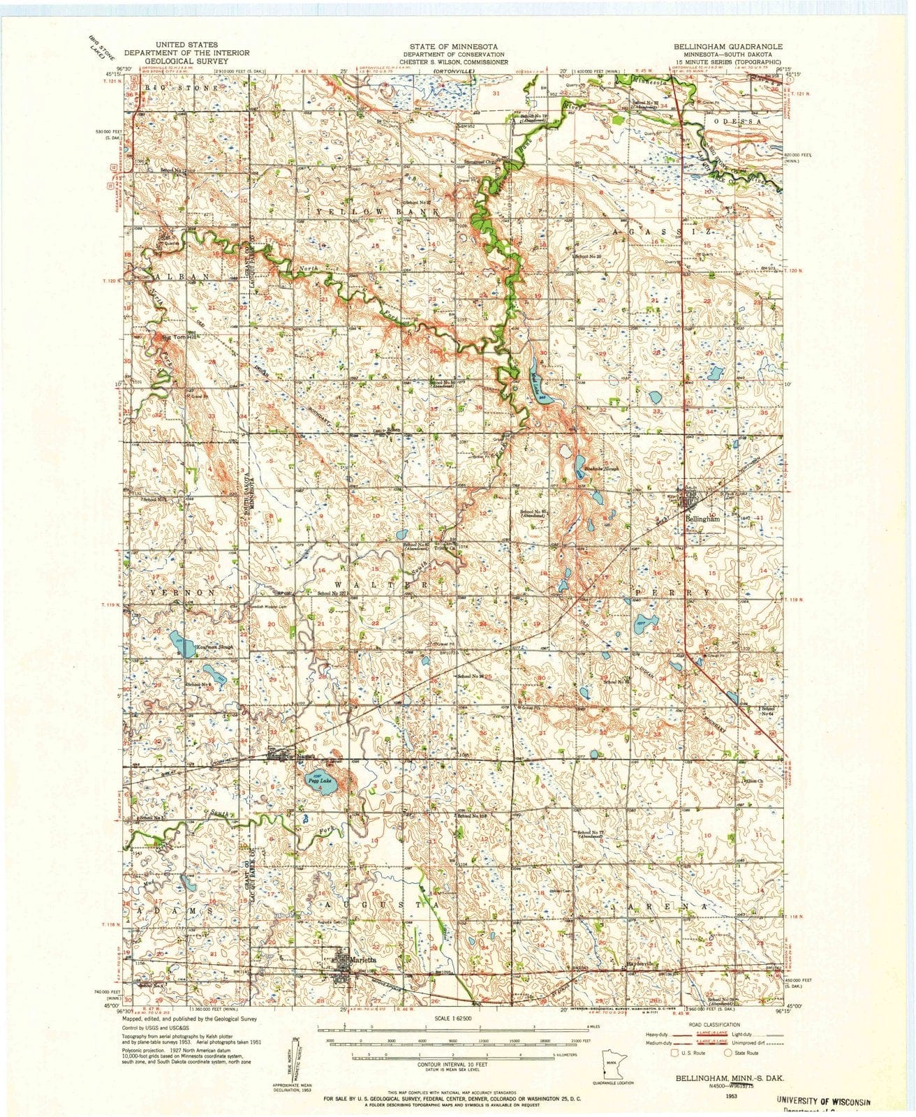 1953 Bellingham, MN - Minnesota - USGS Topographic Map