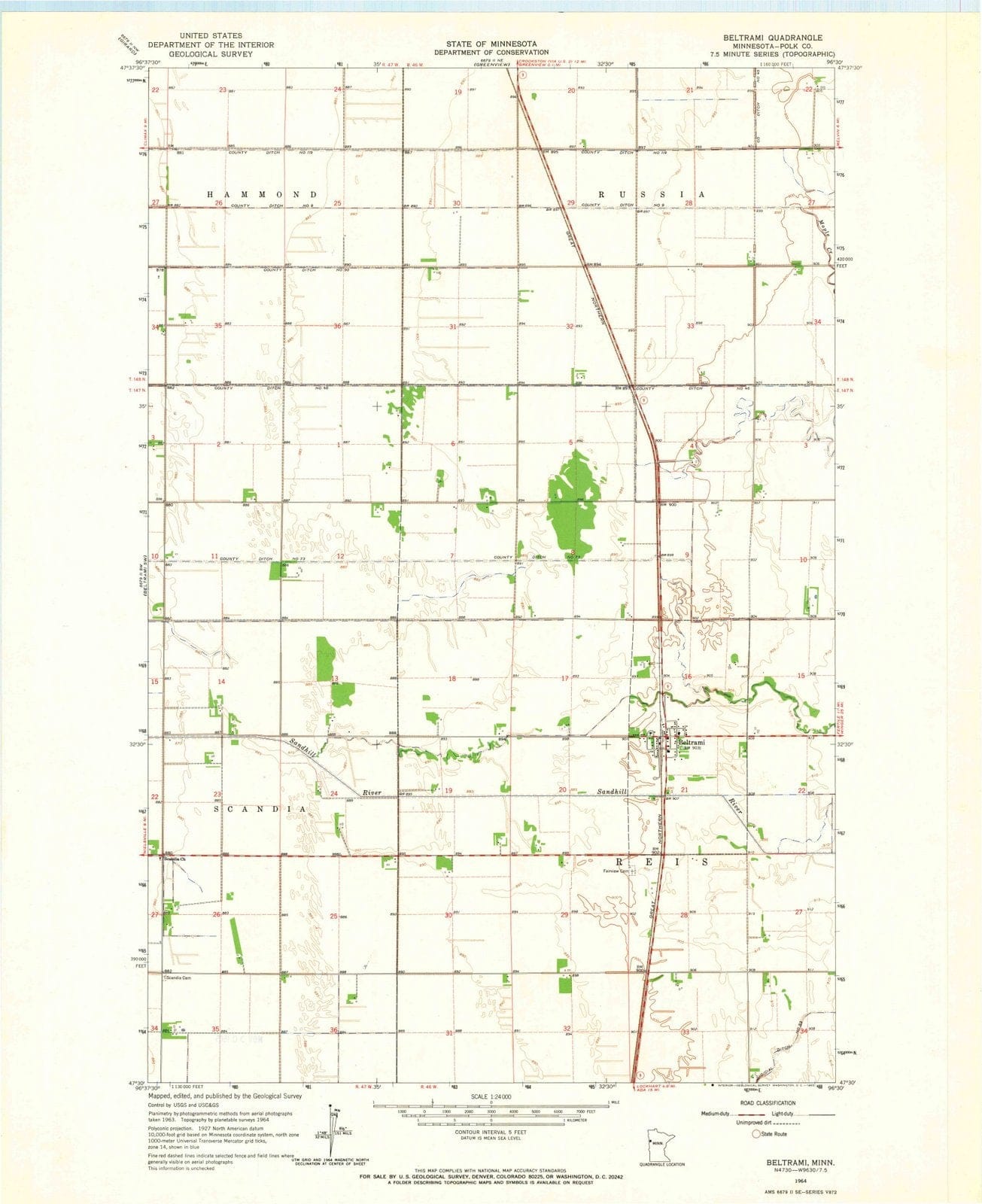 1964 Beltrami, MN - Minnesota - USGS Topographic Map v2