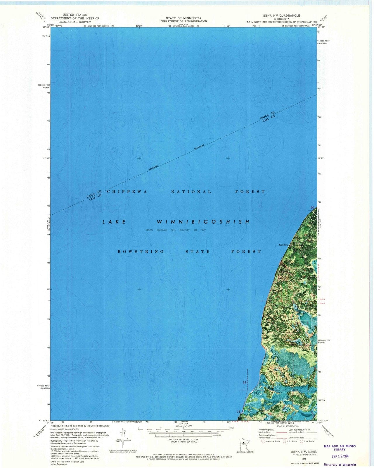 1971 Bena, MN - Minnesota - USGS Topographic Map