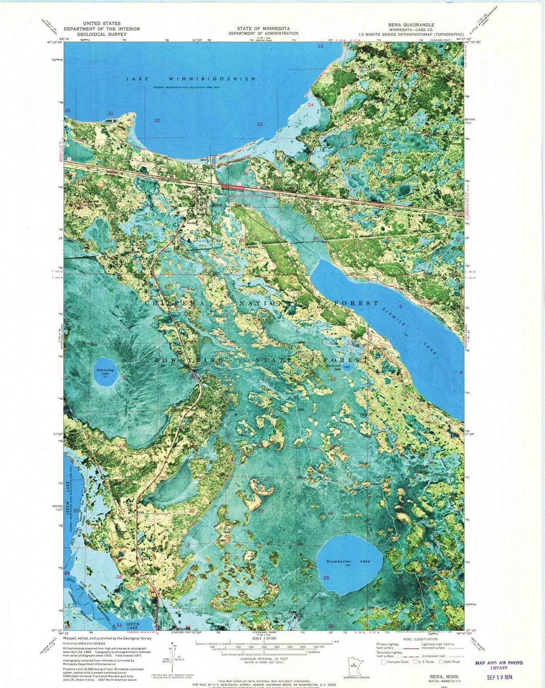 1971 Bena, MN - Minnesota - USGS Topographic Map v2