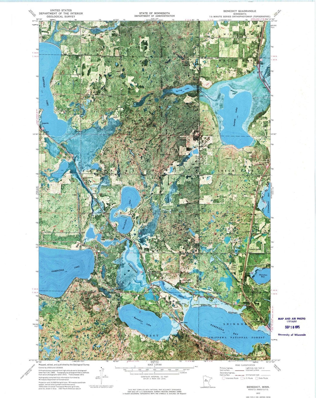 1972 Benedict, MN - Minnesota - USGS Topographic Map